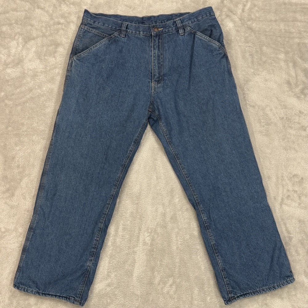 Faded Glory Jeans Mens 40x30 Blue Red Fleece Lined Carpenter Soft Warm Winter‎